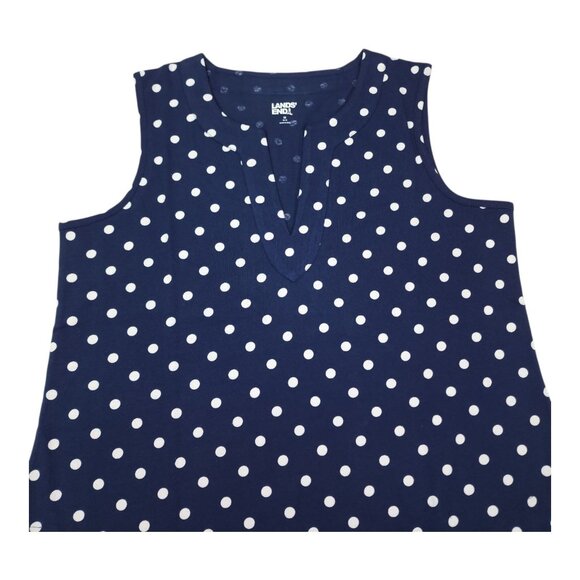 Lands End Womens Polka Dot Sleeveless Cotton Shift Dress Navy White Size M - Picture 4 of 9